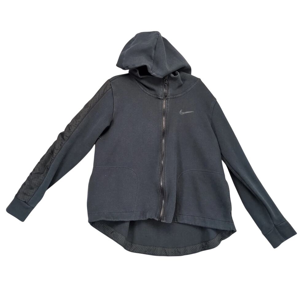 Nike Advance Black Fleece Full Zip Hoodie Cape Jacket Women's M Sportswear Hi-Lo